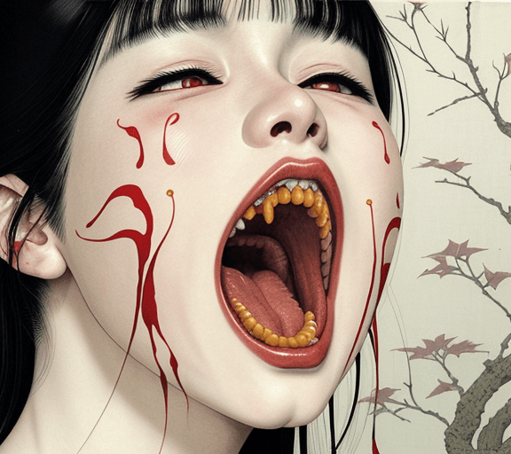 AI generated: Woman screaming, artwork by Takato Yamamoto and Chika Yamada, very detailed, realistic, hyperrealist...
