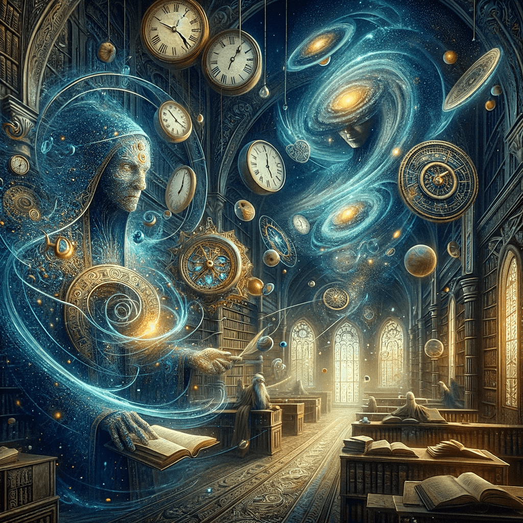 AI generated: magine a scene with two majestic figures in an ancient, sprawling library. One has the ability to ma...