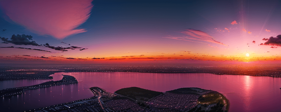 AI generated: realistic panorama of a slightly pink sunset sky only sky should be visible global tone of the sky i...