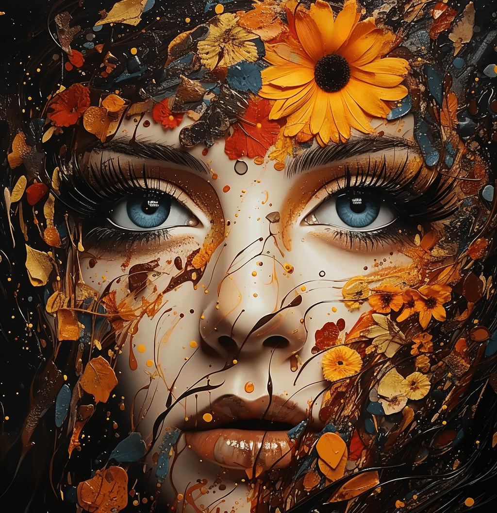 AI generated: autumn by ashley on doodles, in the style of striking digital surrealism, pointillist dot paintings,...