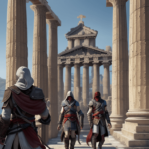 AI generated: assassin's creed 4k pc release date, trailer and gameplay, in the style of greek and roman art and a...