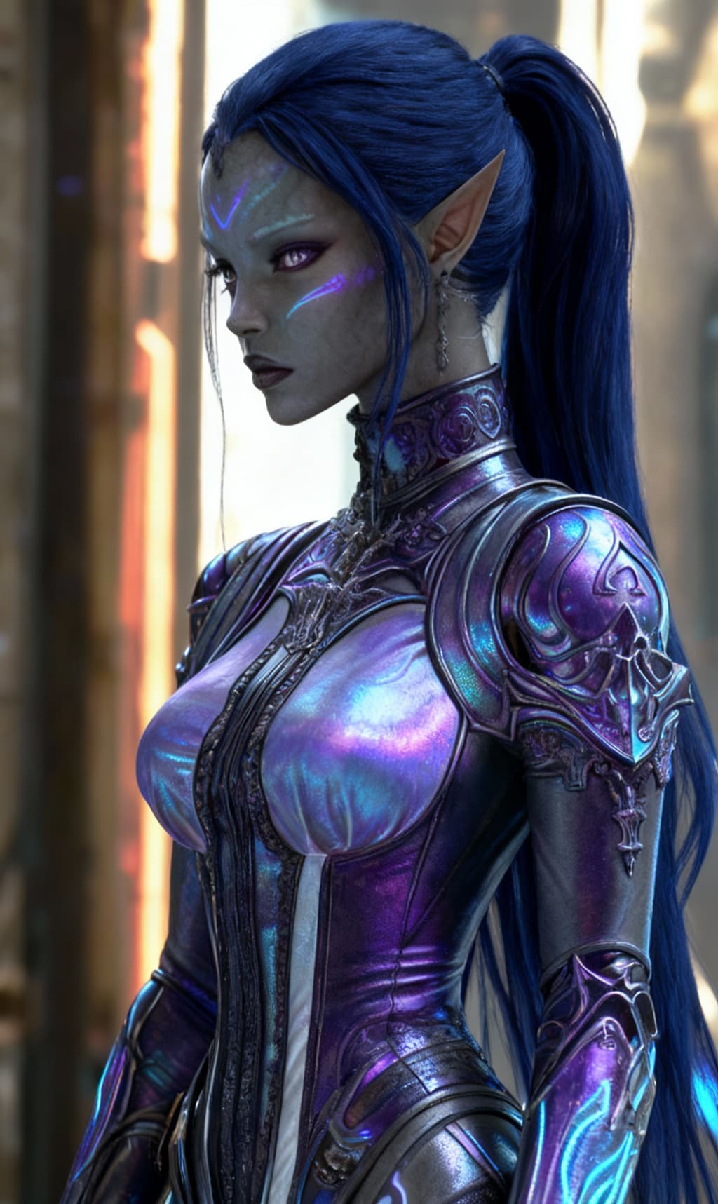 AI generated: Create a new species from this original. Alter with Sci-Fi worldly backdrop, pose the character natu...
