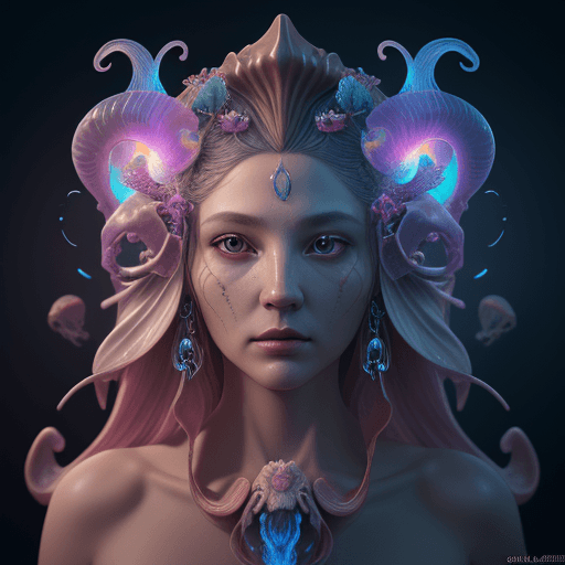 AI generated: Queen close-up portrait. Wearing a crown with intricate artwork . octane render, trending on, symmet...