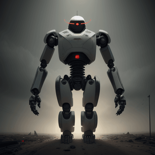 AI generated: last man on earth, living robots around, apocalypse, symmetrical artwork. cinematic, hyper realism, ...