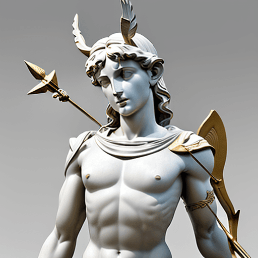 AI generated: greek sculpture,sculpture of a sagittarius, close up, grey background --ar 71:129 --stylize 750 --v ...