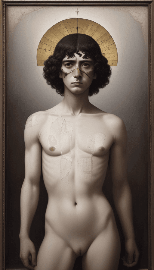 AI generated: an image of some people with their ed, in the style of expressive, textured portraiture, cut/ripped,...