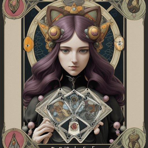 AI generated: Tarot card with detailed complex frame around the outside | Portrait at the head of the carapuce Pok...