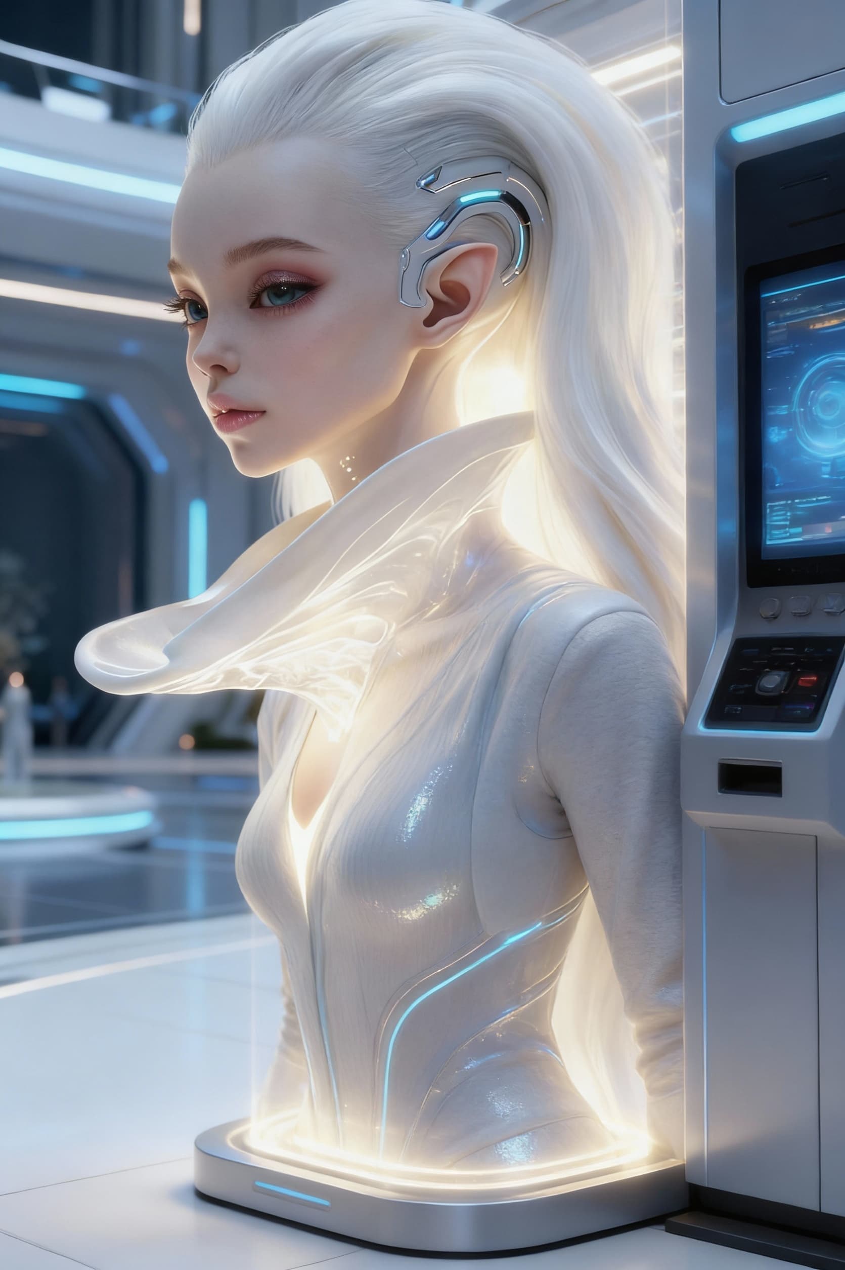 AI generated: Use Reference Images to imagine, in detail, an AI construct of the character emanating from a consol...