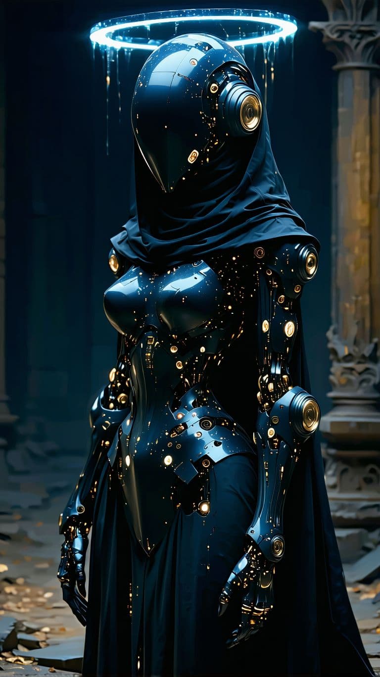 AI generated: Gothic style Gothic style 1woman, (full body image with nothing cropped out:1.2), mechanical battle ...