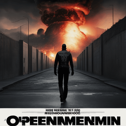 AI generated: Openheimer Movie Poster, An intense movie poster for 'Openheimer' dominated by a nuclear explosion, ...