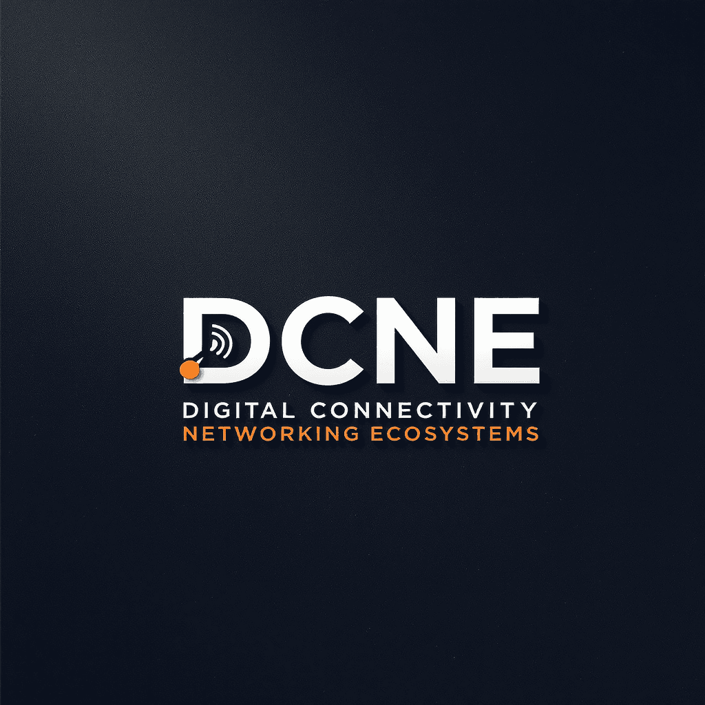 AI generated: Create a minimalist logotype for the brand "DCNE" (Digital Connectivity Networking Ecosystems). The ...