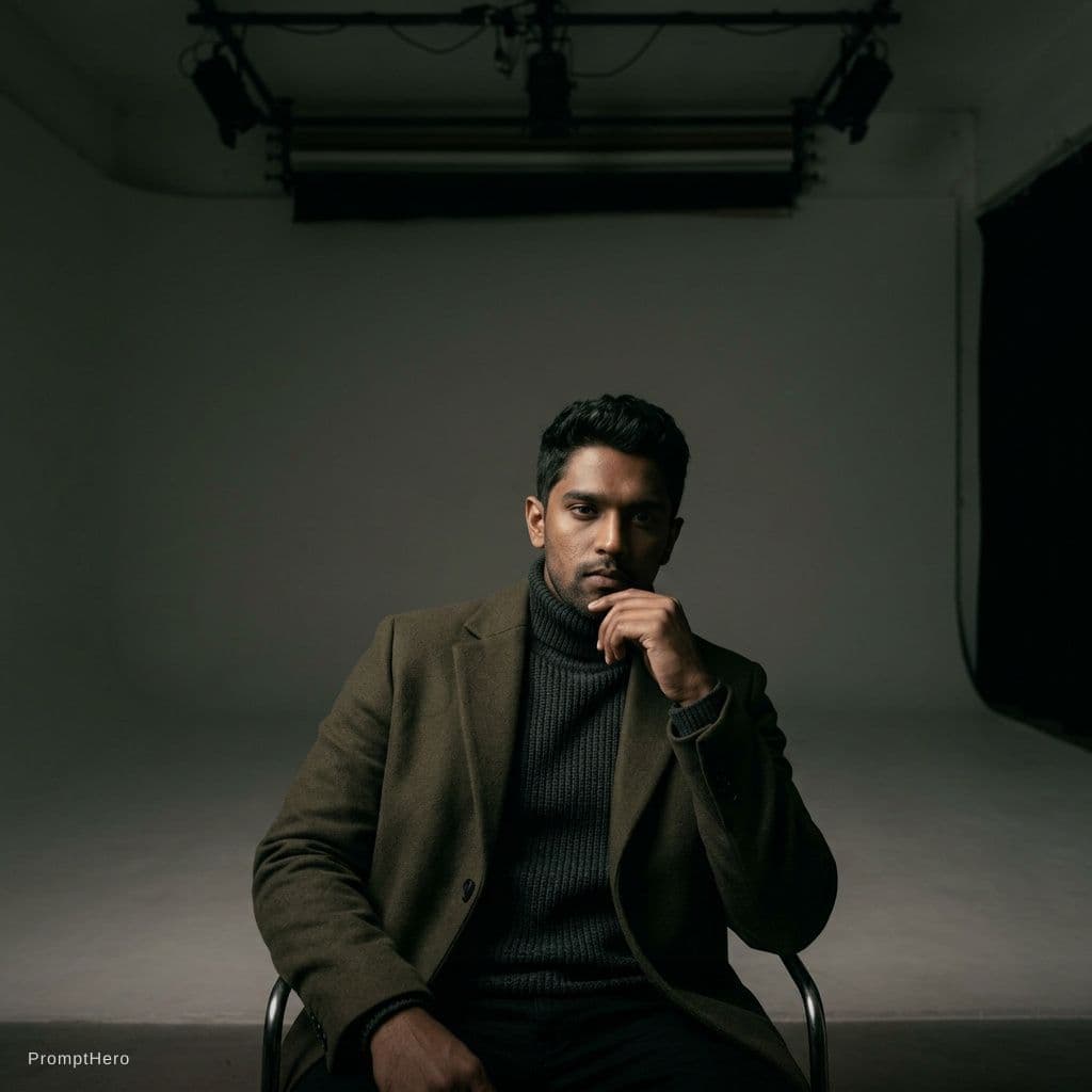 AI generated: high-end portrait photography, editorial studio photography, cinematic color grading, vertical compo...