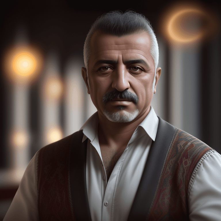 AI generated: Portrait photo of a 50 year old turkish man, Cinematic lighting, Unreal Engine 5, Cinematic, Color G...