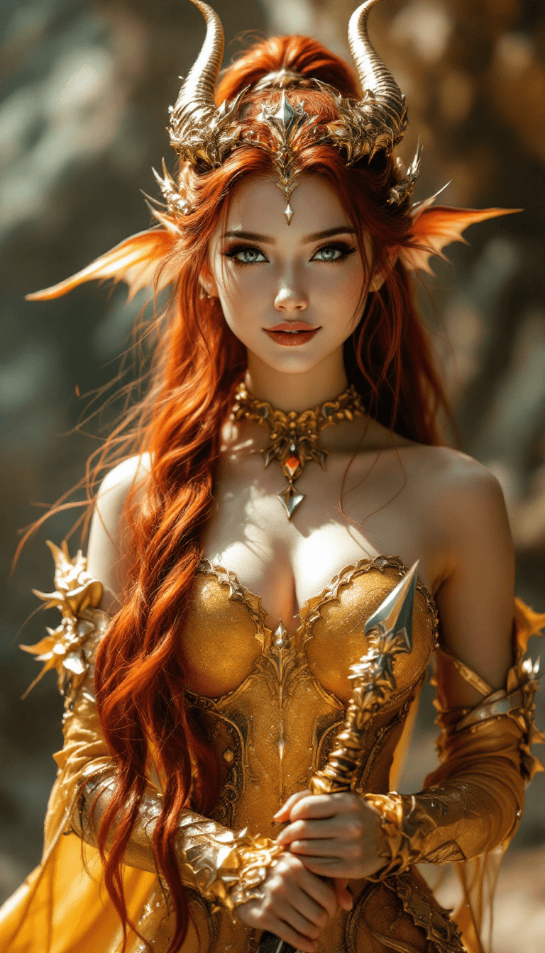 AI generated: a fantastic view of full body shot very pretty fantasy dragon girl in  perfect body shape  and weari...