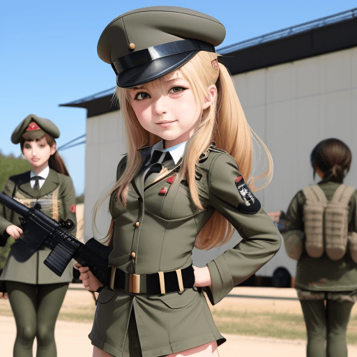 AI generated: loli school  military in wars 