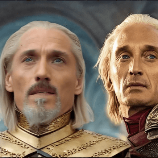 AI generated: A youtube thumbnail with Jaime Lannister upfront in the middle, Aerys Targaryen over his left should...