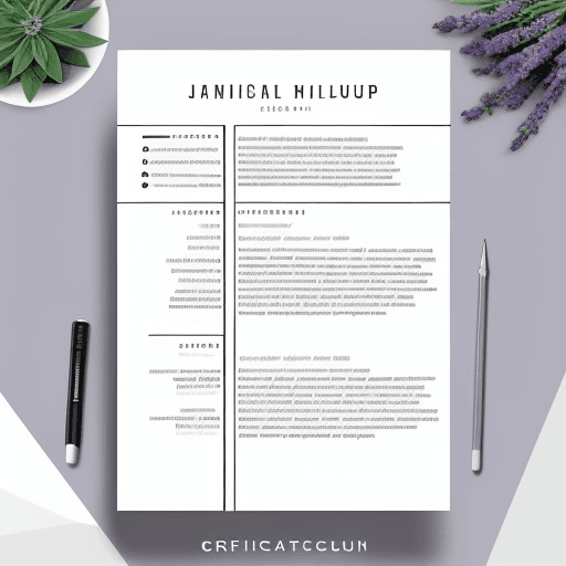 AI generated: Craft a mockup-scenery for a technical, modern premium and professional Curriculum Vitae (CV). Mixed...