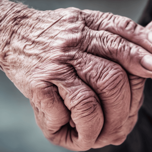AI generated: elderly hand held by the hand of his adult son, high resolution, 
