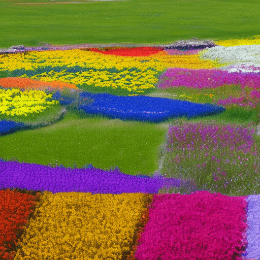 AI generated: Field with flowers of different colors