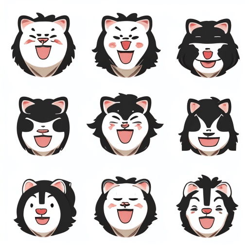 AI generated: Icons, set of icons, animal world, animals, various poses and movements, various emotions. Joy, Ange...