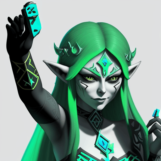 AI generated: ((best quality, detailed))
For a logo.
Princess midna (Legend of Zelda) with a a joycon at the hand
...