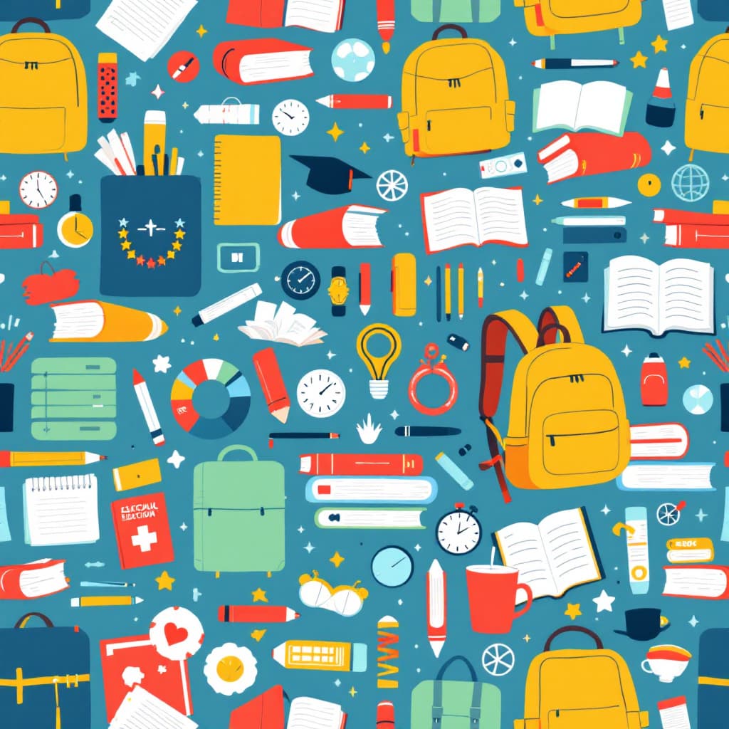 AI generated: Pattern illustration, inspired by World Education Day, bold, simplified and saturated colors with a ...