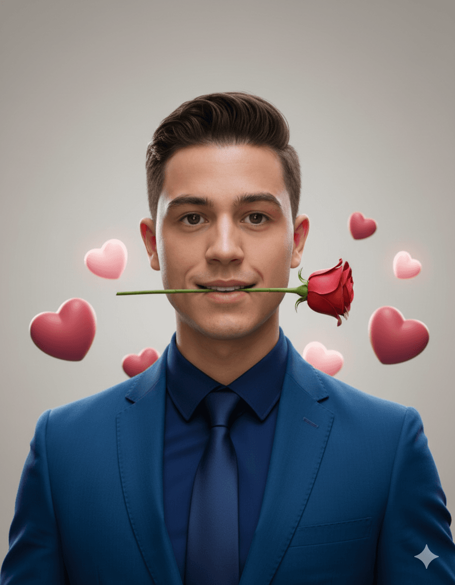 AI generated: HAPPY VALENTINE'S DAY
 “Create a premium stylized 3D character portrait with a soft, modern, designe...