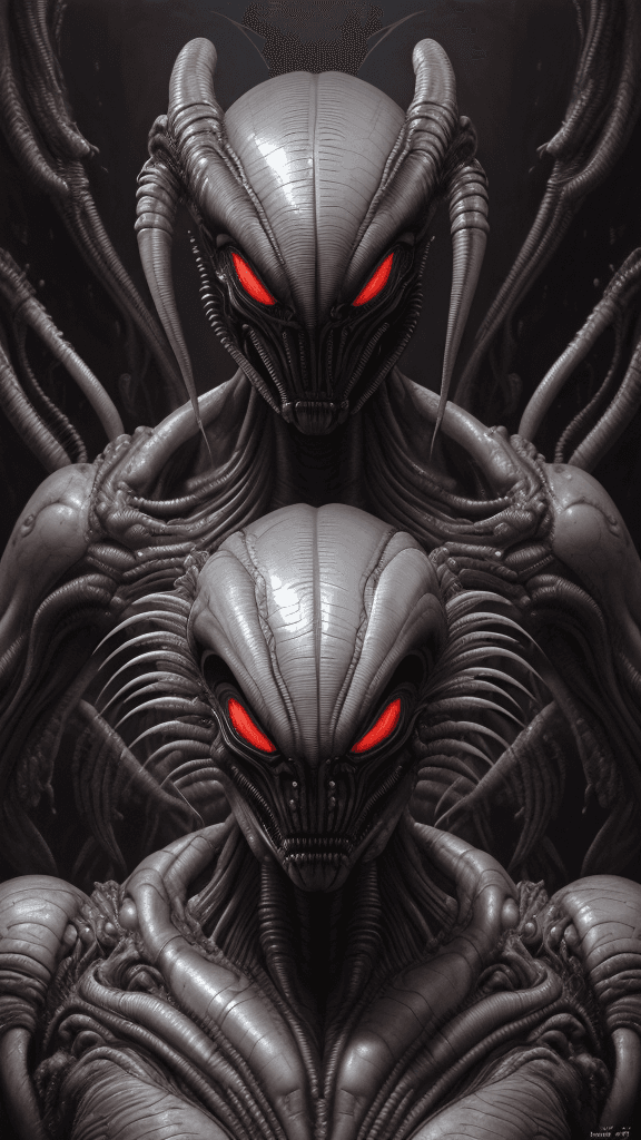 AI generated: intimidating complex Xenomorph rfktrstyle headshot portrait (alien) by H.R Gargar(best work ever a m...