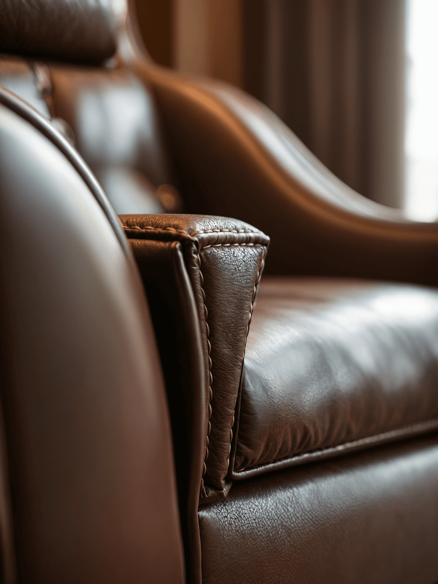 AI generated: create a close-up shot of a leather modern chair
