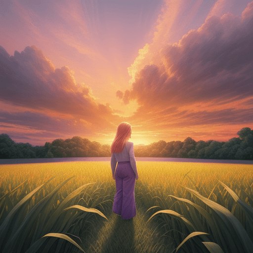 AI generated: Photo of a ultra realistic A serene landscape featuring a person standing in a lush green cornfield,...
