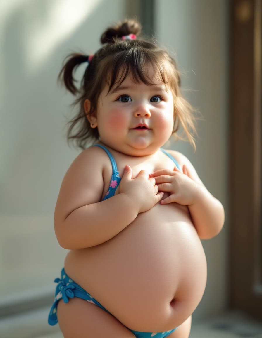 AI generated: ((1 girl, elementary school girl, cute, short, very chubby, very fat, heavyset, morbidly obese littl...