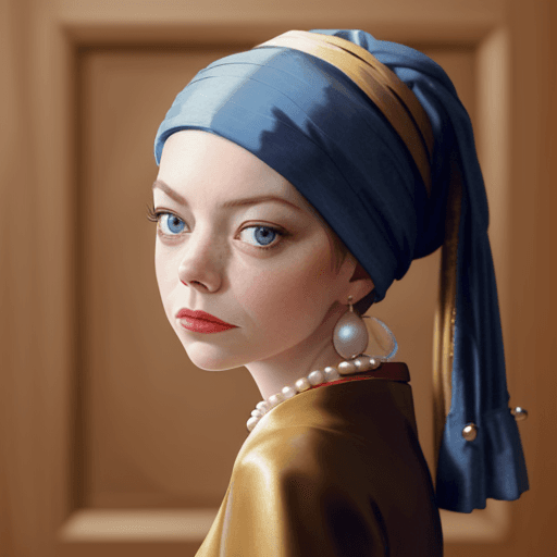 AI generated: emma stone inspired by The girl with a pearl earring