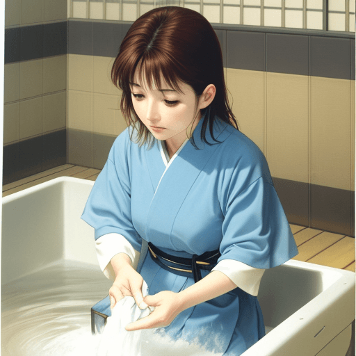 AI generated: Hasegawa chisato, washing