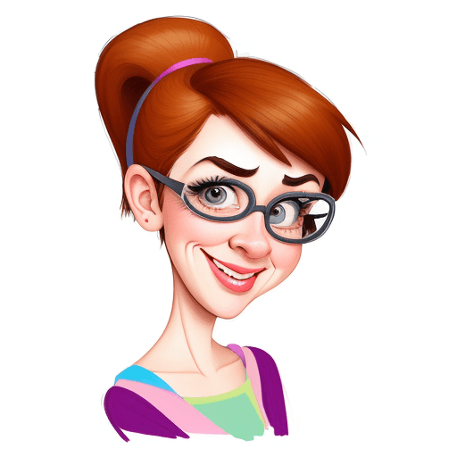 AI generated: Caricatures pencil drawing, cute woman, mid-20's, color pencils, in the style of Pixar, hilariously ...