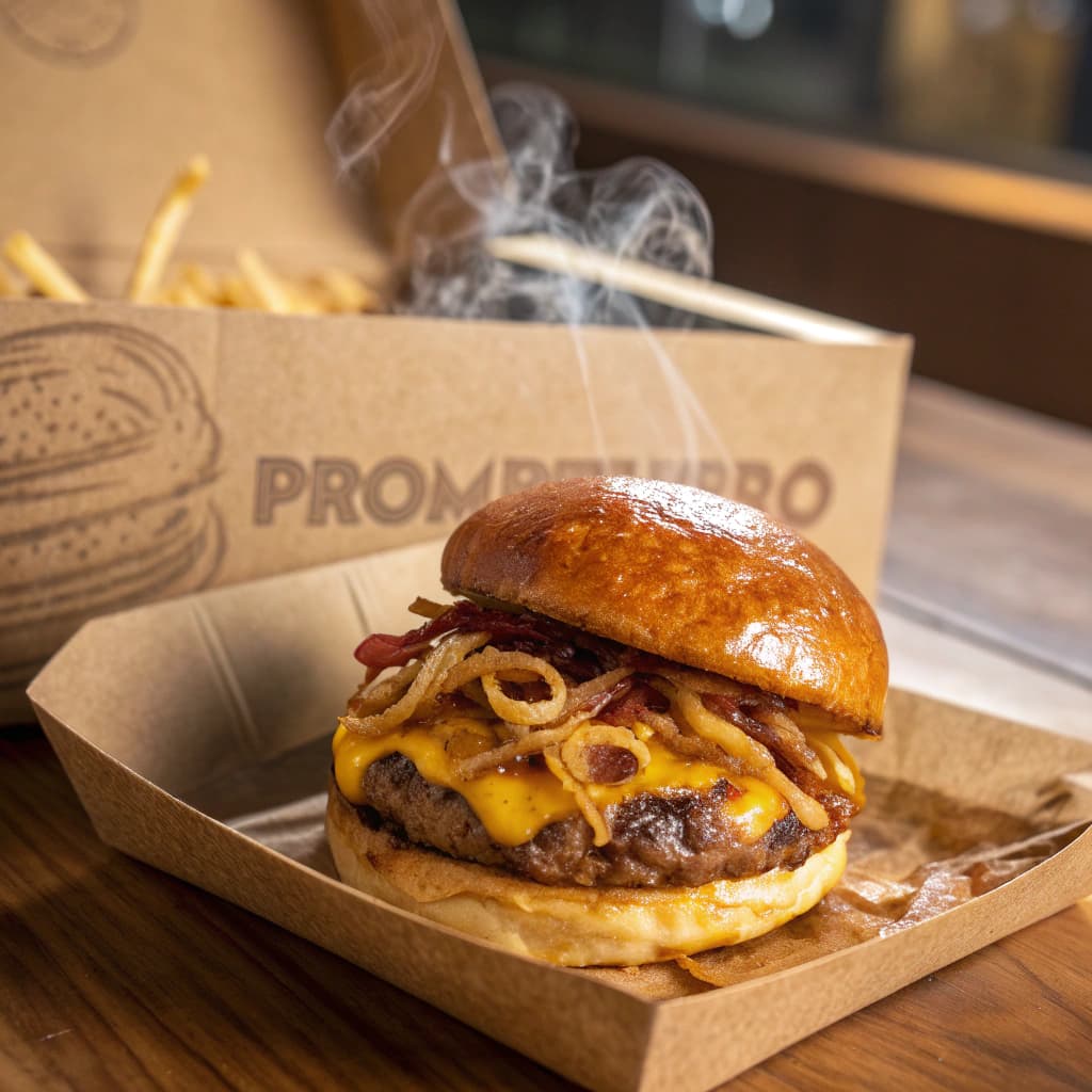 AI generated: A hyper-realistic close-up photo of a delicious smash burger with melted cheese, caramelized onions,...