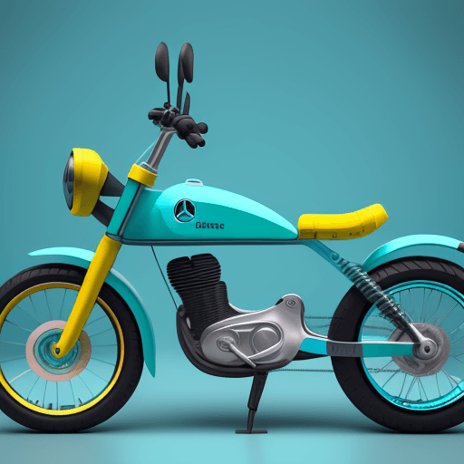 AI generated: logo icon, 3d, bike & mercedes benz hibrid,turquoise yellow adventure, graphic design, realistc, Hig...