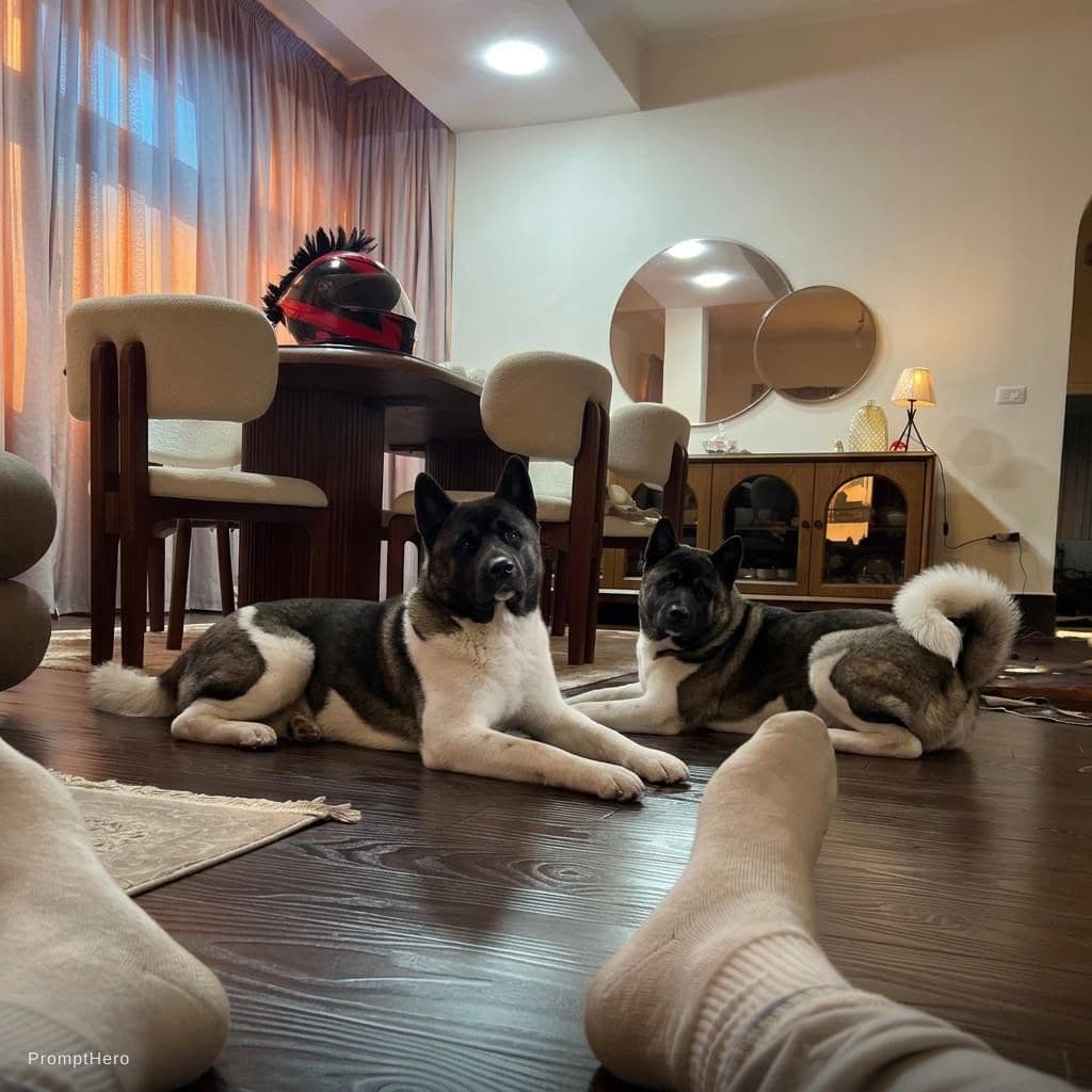 AI generated: Add the two dogs to be in  the second uploaded photo and make it exactly as real photo
