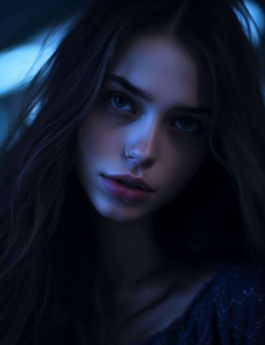 AI generated: a close up photo of a person with long hair, inspired by Elsa Bleda, tumblr, photo of slim girl mode...