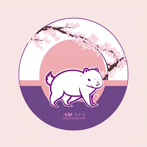 AI generated: Logo for simple mascot for a capybara company in flat vector logo of circle, pink blue purple gradie...