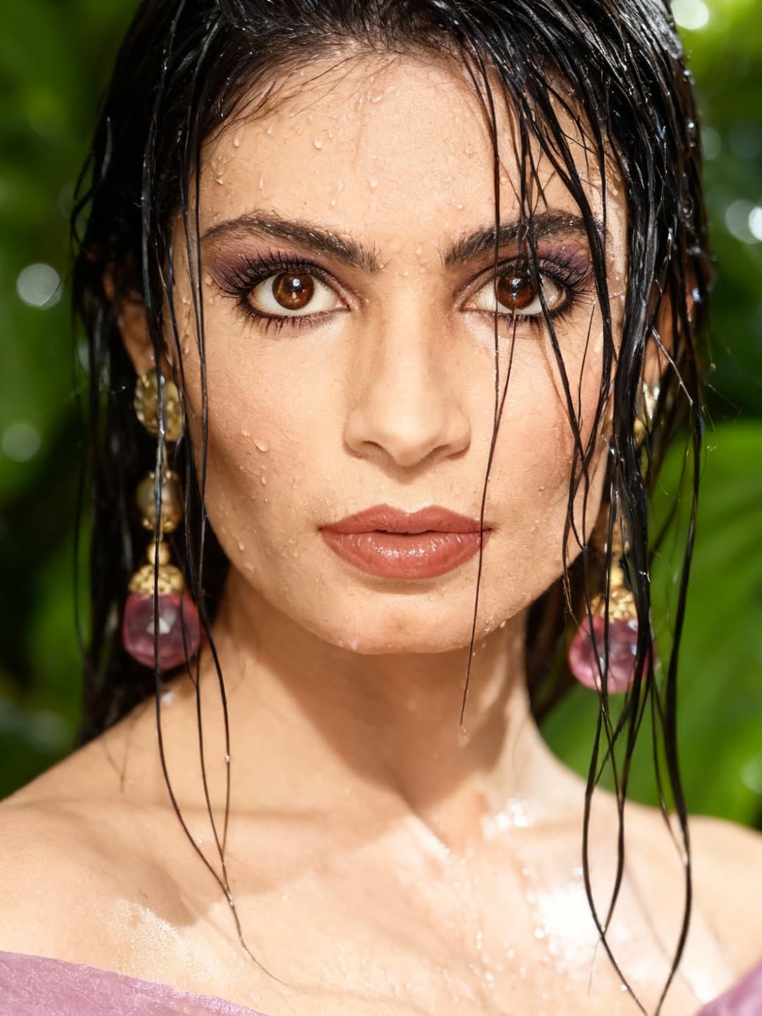 AI generated: {
  "subject": {
    "type": "female model",
    "expression": " bold lips",
    "eyes": {
    ...