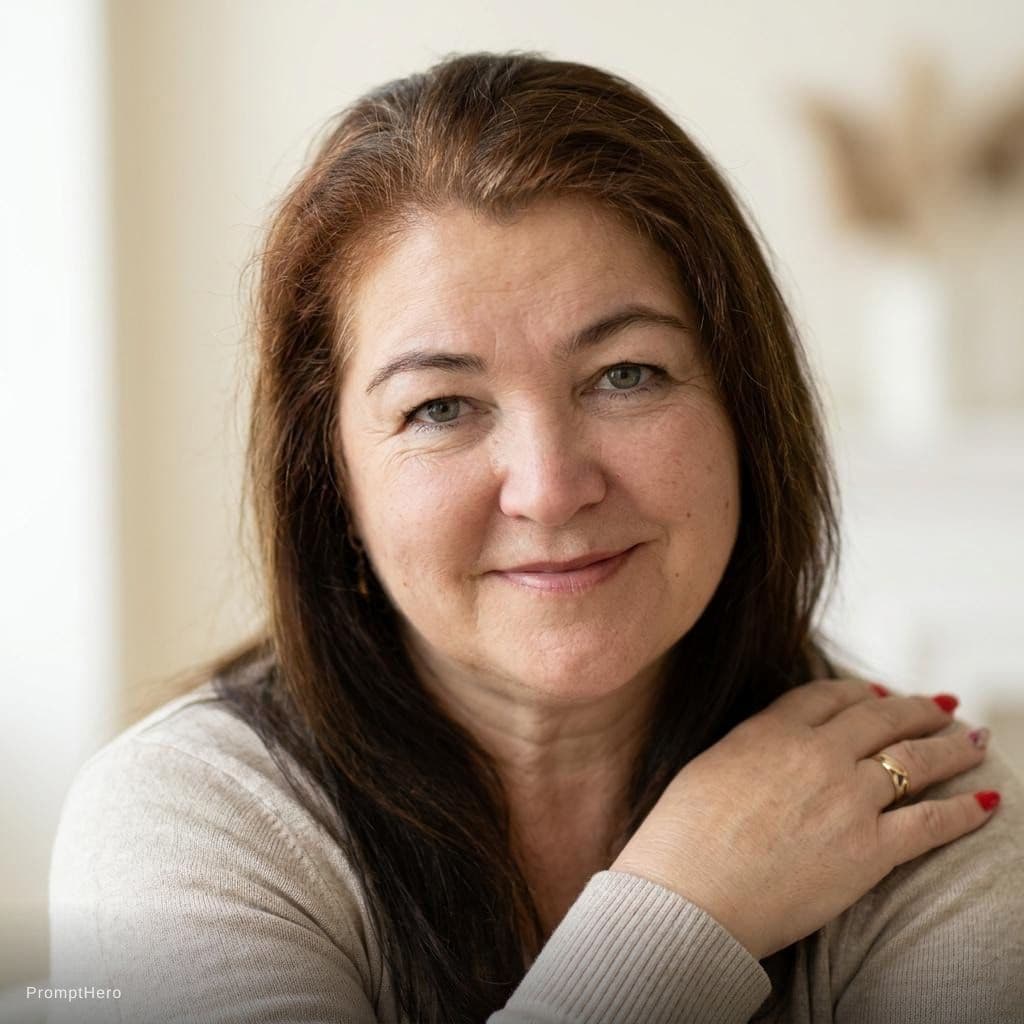 AI generated: [reference image: weight 1.9]

Ultra-realistic portrait of a mature woman, EXACT facial identity pre...