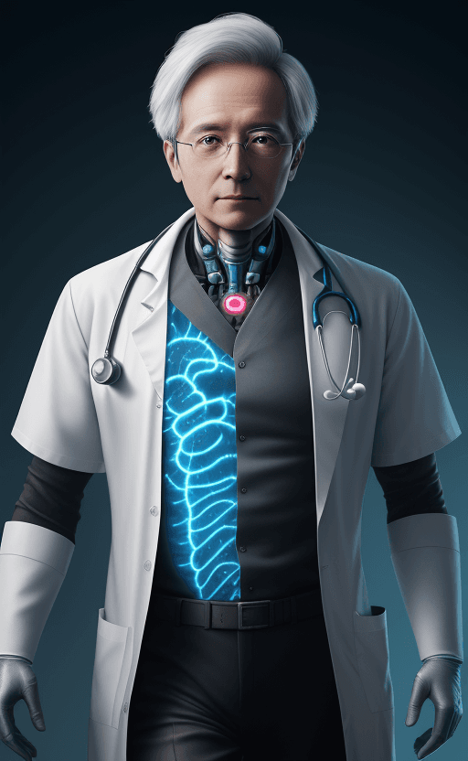 AI generated: resident doctor, imaging diagnosis, medicine and AI, future medicine image background, 4k