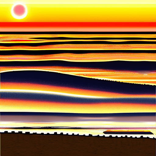 AI generated: Tokusatsu, chillout sunset over peaceful ocean, a realistic photo,
