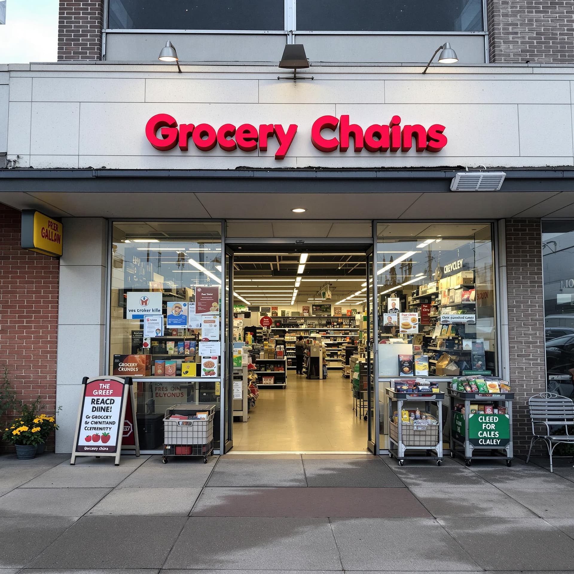 AI generated: in the photo you can see the entrance to a small grocery chain store.
There is no sign.

