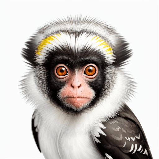 AI generated: American-type portrait drawing of White-headed Marmoset (Saguinus oedipus) from Colombia, technique:...