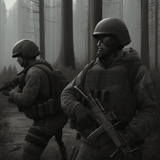 AI generated: A scene on the woods map in the game escape from tarkov in the style of a pixar 3d animation movie. ...