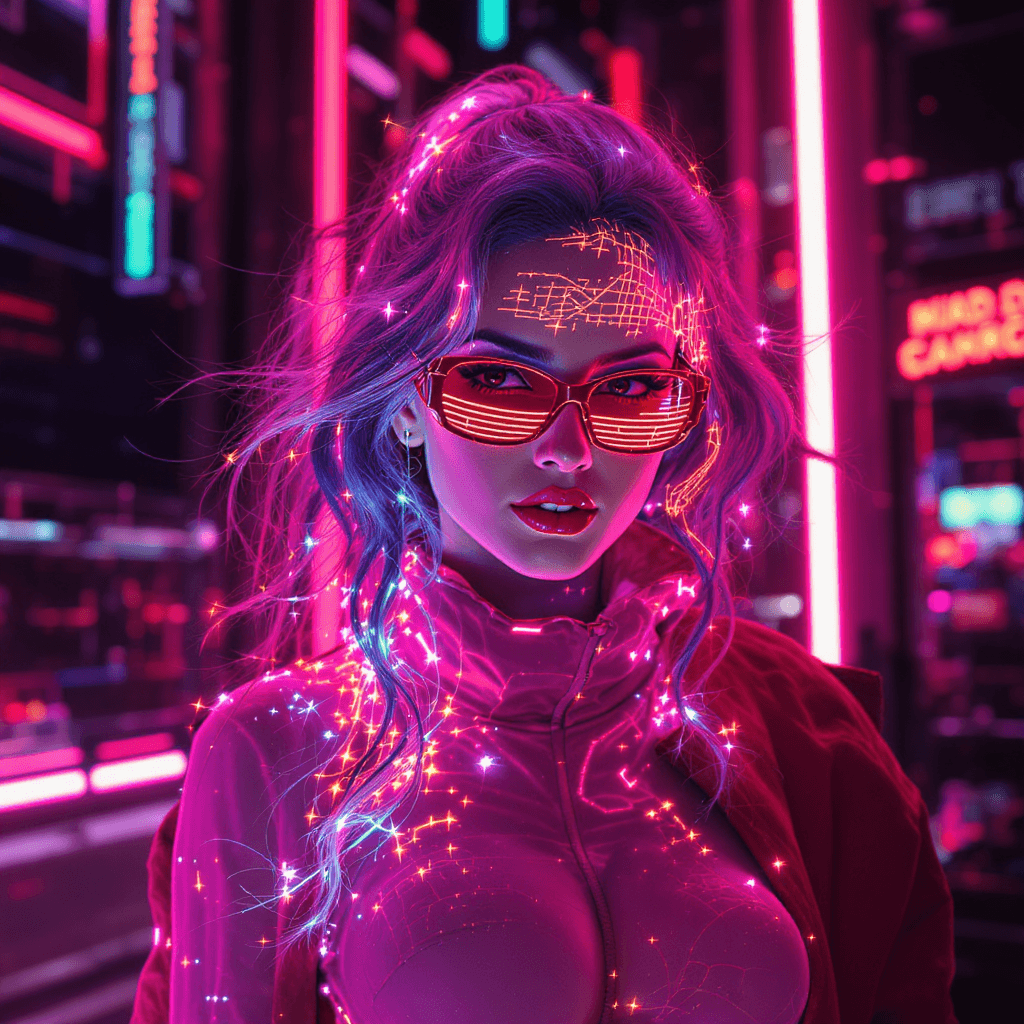 AI generated: a full body bio limerent woman looking at viewer, Futuristic retro vaporwave,wonder women, (futurist...