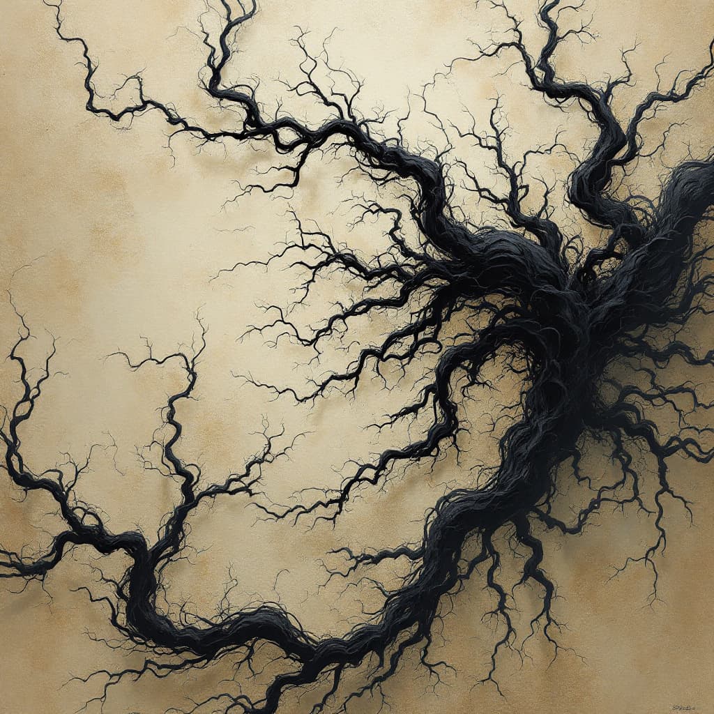 AI generated: Generate a unique and astonishing image, Abstract surrealistic background featuring dark, chaotic te...