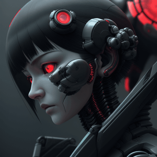 AI generated: 3d rendering, close-up, hyper detail front shot, focus to face, strange face with complex system equ...