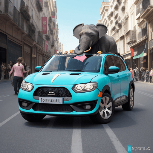 AI generated: Imagina una escena caótica y divertida en medio de una bulliciosa ciudad. Un enorme elefante, con or...